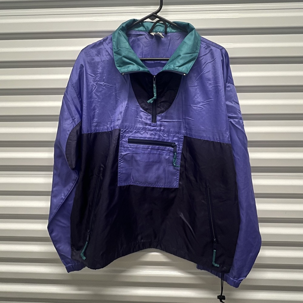 Sierra Designs Size M Vintage 90s Colorblock Anorak Windbreaker Purple Teal